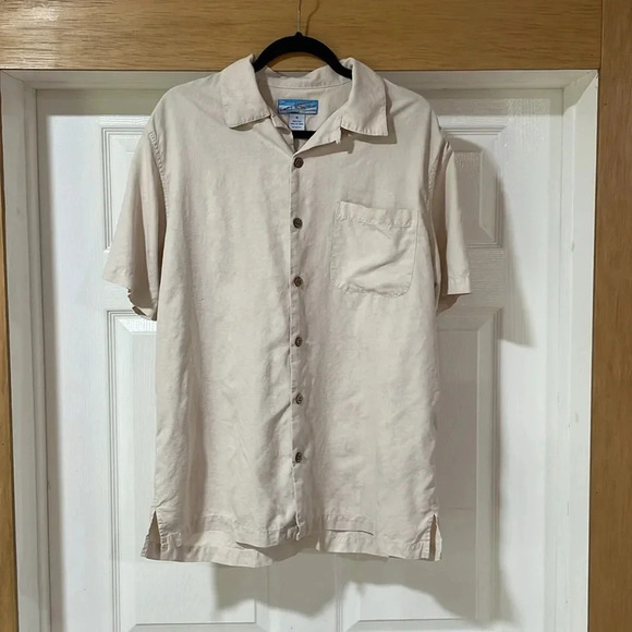 Jimmy Jamaica Men’s 100% Silk Shirt Short Sleeve Button Up Cream Size M - Picture 4 of 10